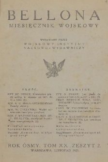 Bellona : miesięcznik wojskowy wydawany przez Wojskowy Instytut Naukowo-Wydawniczy. R.8, T.20, 1925, Zeszyt 2