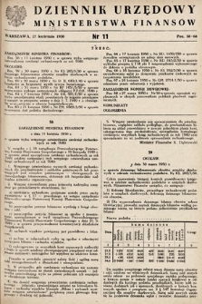Dziennik Urzędowy Ministerstwa Finansów. 1950, nr 11