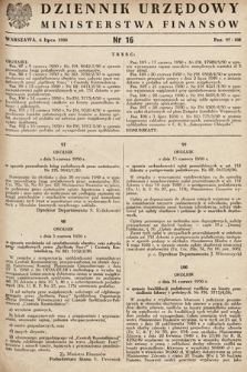 Dziennik Urzędowy Ministerstwa Finansów. 1950, nr 16