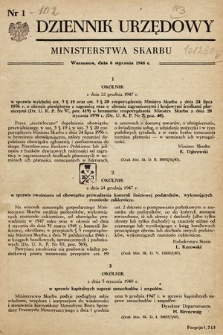 Dziennik Urzędowy Ministerstwa Skarbu. 1948, nr 1