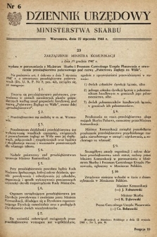 Dziennik Urzędowy Ministerstwa Skarbu. 1948, nr 6