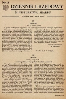 Dziennik Urzędowy Ministerstwa Skarbu. 1948, nr 13