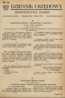 Dziennik Urzędowy Ministerstwa Skarbu. 1948, nr 14
