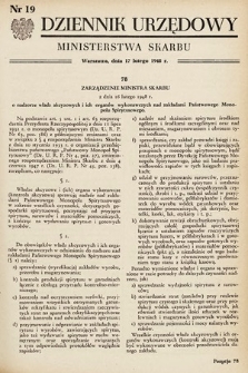 Dziennik Urzędowy Ministerstwa Skarbu. 1948, nr 19