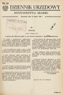 Dziennik Urzędowy Ministerstwa Skarbu. 1948, nr 21