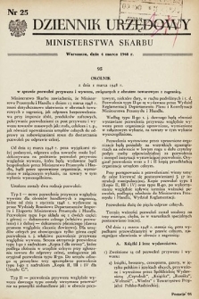 Dziennik Urzędowy Ministerstwa Skarbu. 1948, nr 25