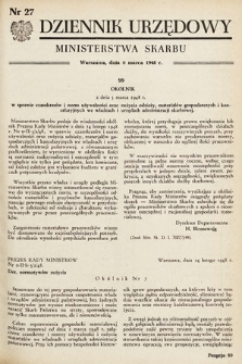 Dziennik Urzędowy Ministerstwa Skarbu. 1948, nr 27
