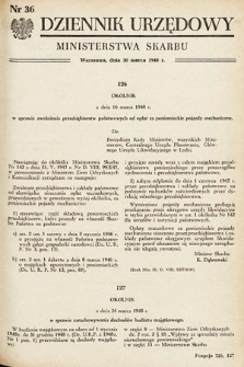 Dziennik Urzędowy Ministerstwa Skarbu. 1948, nr 36