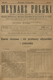 Młynarz Polski : organ Związku Młynarzy Polskich. R.7, 1925, № 10