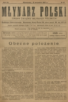 Młynarz Polski : organ Związku Młynarzy Polskich. R.7, 1925, № 17
