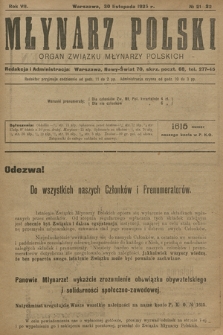 Młynarz Polski : organ Związku Młynarzy Polskich. R.7, 1925, № 21-22 + wkładka