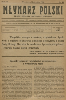 Młynarz Polski : organ Związku Młynarzy Polskich. R.7, 1925, № 23