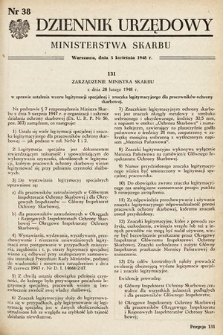Dziennik Urzędowy Ministerstwa Skarbu. 1948, nr 38