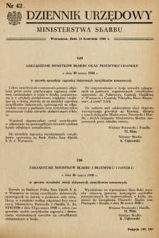 Dziennik Urzędowy Ministerstwa Skarbu. 1948, nr 42
