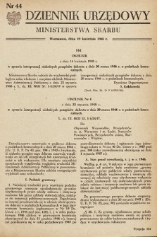 Dziennik Urzędowy Ministerstwa Skarbu. 1948, nr 44