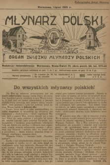 Młynarz Polski : organ Związku Młynarzy Polskich. R.7, 1925, Nadzwyczajny Zeszyt Okazowy