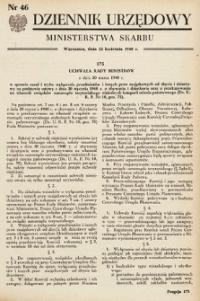 Dziennik Urzędowy Ministerstwa Skarbu. 1948, nr 46