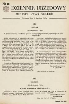 Dziennik Urzędowy Ministerstwa Skarbu. 1948, nr 48