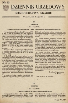 Dziennik Urzędowy Ministerstwa Skarbu. 1948, nr 53