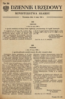 Dziennik Urzędowy Ministerstwa Skarbu. 1948, nr 54