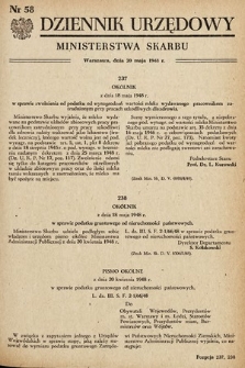 Dziennik Urzędowy Ministerstwa Skarbu. 1948, nr 58