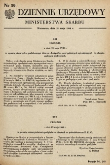 Dziennik Urzędowy Ministerstwa Skarbu. 1948, nr 59