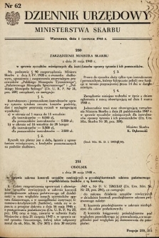 Dziennik Urzędowy Ministerstwa Skarbu. 1948, nr 62