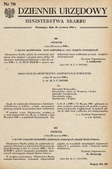 Dziennik Urzędowy Ministerstwa Skarbu. 1948, nr 70