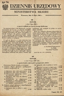 Dziennik Urzędowy Ministerstwa Skarbu. 1948, nr 74