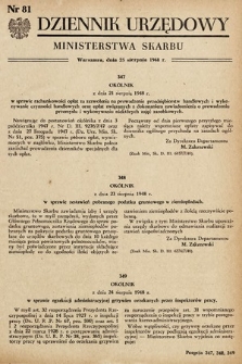 Dziennik Urzędowy Ministerstwa Skarbu. 1948, nr 81