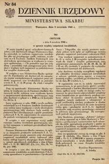 Dziennik Urzędowy Ministerstwa Skarbu. 1948, nr 84