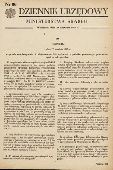 Dziennik Urzędowy Ministerstwa Skarbu. 1948, nr 86