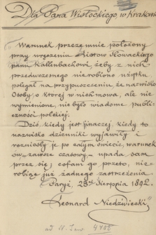 Trzy listy własnoręczne Juliusza Słowackiego do Leonarda Niedźwiedzkiego w Paryżu