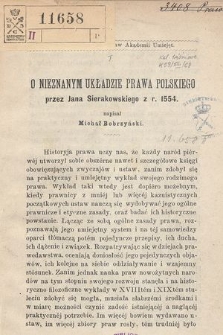 O nieznanym układzie prawa polskiego przez Jana Sierakowskiego z r. 1554