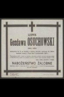 Ludwik Gozdawa Osuchowski emer. radca [...] zasnął w Panu dnia 9 października 1949 r. [...]