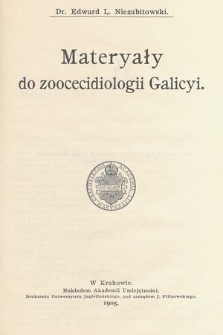 Materyały do zoocecidiologii Galicyi
