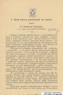 II. Zjazd lekarzy powiatowych we Lwowie