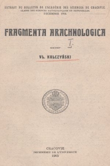 Fragmenta arachnologica. [1]