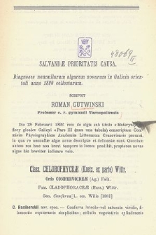 Salvandae prioritatis causa : Diagnoses nonnullarum algarum novarum in Galicia orientali anno 1890 collectarum