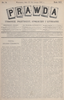 Prawda : tygodnik polityczny, społeczny i literacki. 1892, nr 9