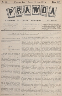 Prawda : tygodnik polityczny, społeczny i literacki. 1892, nr 24