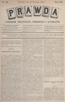 Prawda : tygodnik polityczny, społeczny i literacki. 1892, nr 30