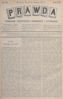 Prawda : tygodnik polityczny, społeczny i literacki. 1892, nr 34