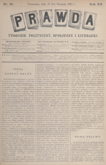 Prawda : tygodnik polityczny, społeczny i literacki. 1892, nr 35