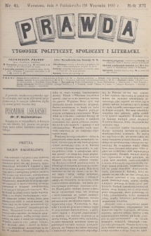 Prawda : tygodnik polityczny, społeczny i literacki. 1892, nr 41