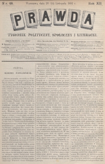 Prawda : tygodnik polityczny, społeczny i literacki. 1892, nr 48