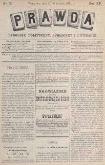 Prawda : tygodnik polityczny, społeczny i literacki. 1892, nr 51