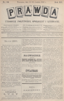 Prawda : tygodnik polityczny, społeczny i literacki. 1892, nr 52