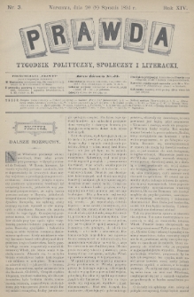 Prawda : tygodnik polityczny, społeczny i literacki. 1894, nr 3