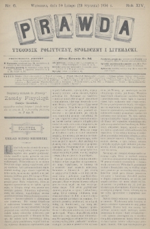 Prawda : tygodnik polityczny, społeczny i literacki. 1894, nr 6